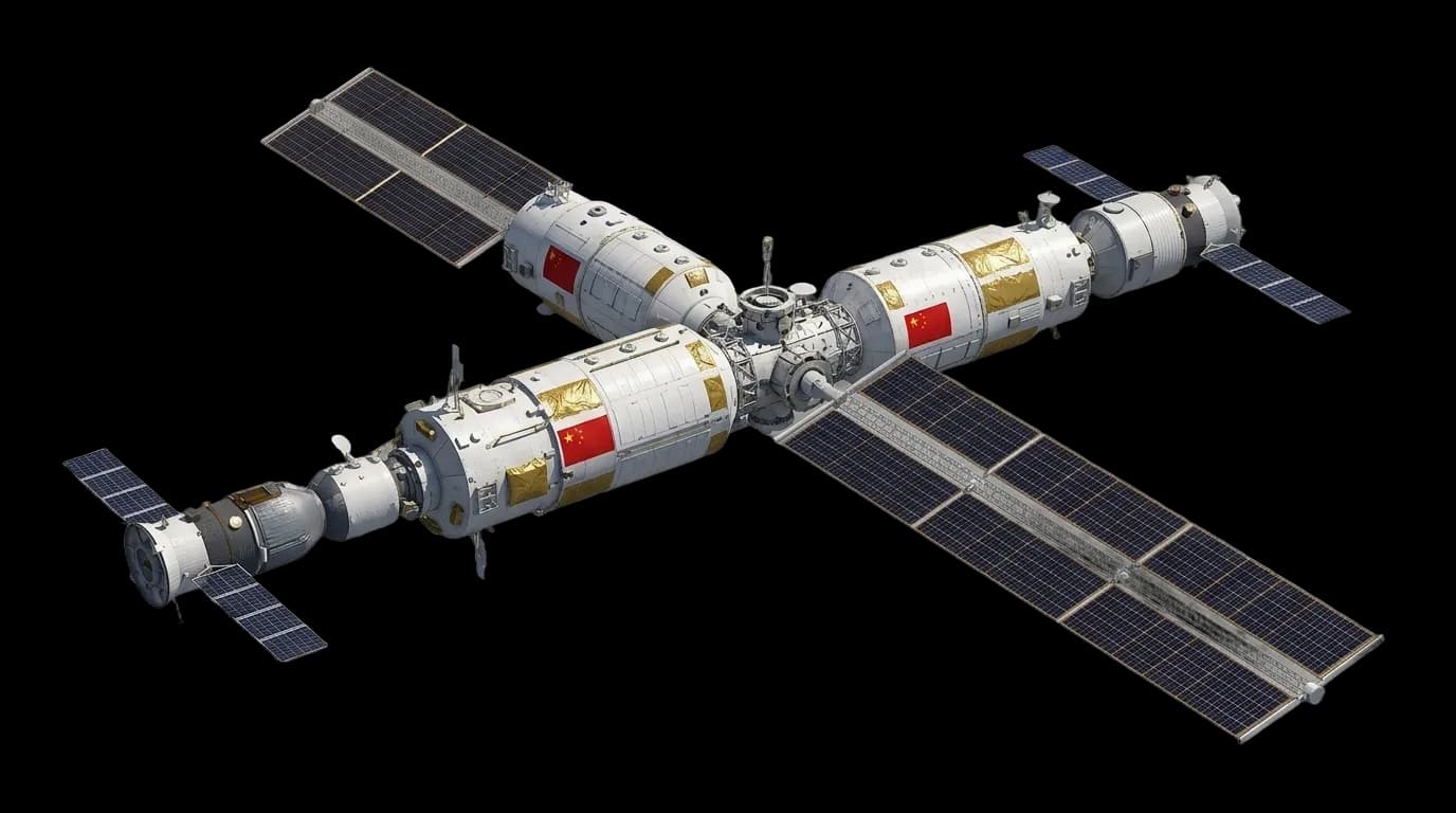 2021 CNSA Tiangong Space Station - Top View - Space Station vehicle
